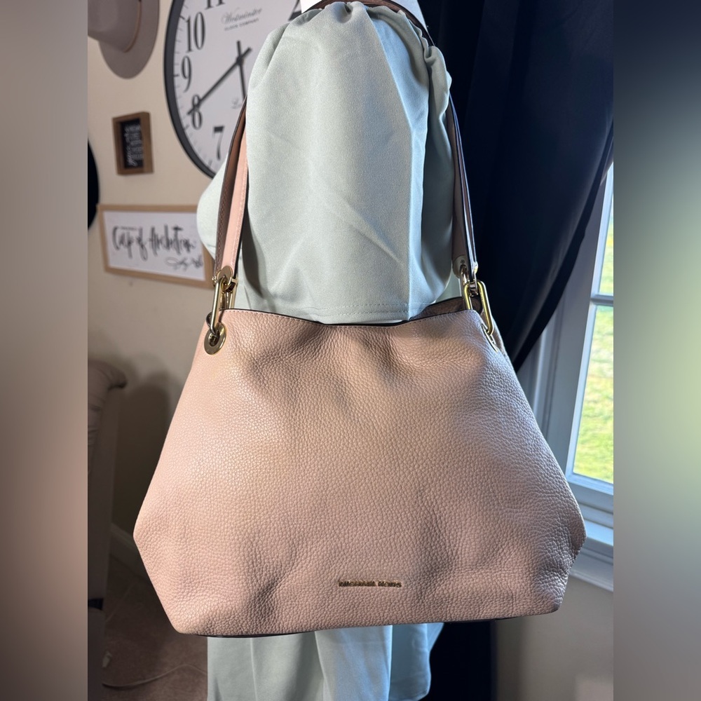 Michael Kors sand color Pebbled Leather Shoulder Bag